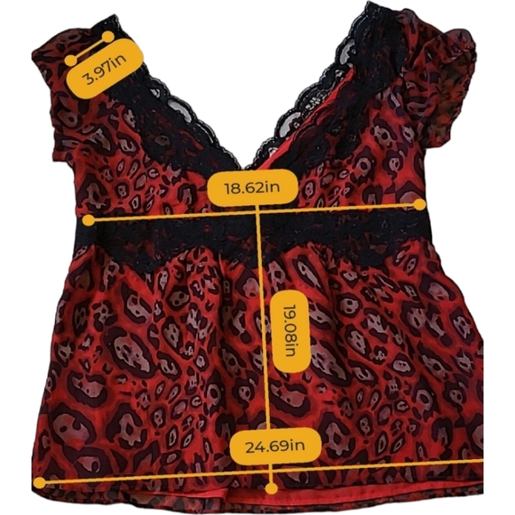 EUC Boston Proper Women's Size 12 V-Neck Red Lace Leopard Print Tunic - Picture 4 of 7